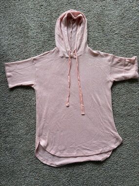 Forever 21 Light Pink Waffle Hoodie Top